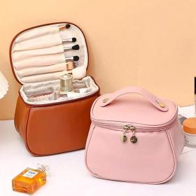 Sac à cosmétiques de voyage en cuir PU pour femmes, grande capacité, trousse de maquillage portable