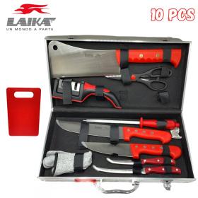 LAIKA Mallette À Couteaux De Boucher en Acier Inoxydable 10Pcs