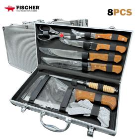 Fischer Mallette À Couteaux De Boucher En Acier Inoxydable 8 Pcs - حقيبة سكاكين 8 قطع من علامة فيشر