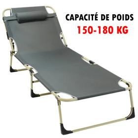 Chaise Longue Pliable en tissu Oxford 600D Capacité de poids 180 kg