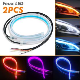 Feux de Jour LED avec Feux Clignotant 2Pcs Pour Phares de Voiture 60cm 