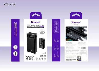 PowerBank Yosonda 20000mAh Fast 4in1 cables
