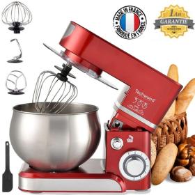 Robot Pétrin Multifonctions 6 Vitesses Avec Bol En Inox 5L 1000W Techwood TRO-1065 