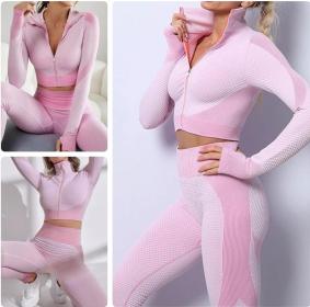 Ensembles d'entraînement pour femmes - Tenue de gymnastique sans couture à 2 pièces 