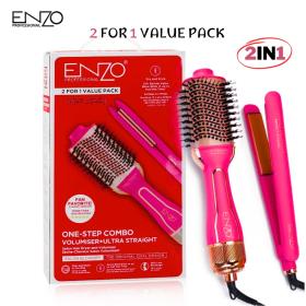 Value Pack ENZO 2en1 Lisseur & Brosse Chauffante - طقم ريفلون ديزاين 2في1 أصلي من شركة إنزو الإيطالية